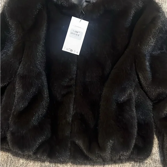 Zara Brown Faux Fur Jacket - Picture 4 of 5